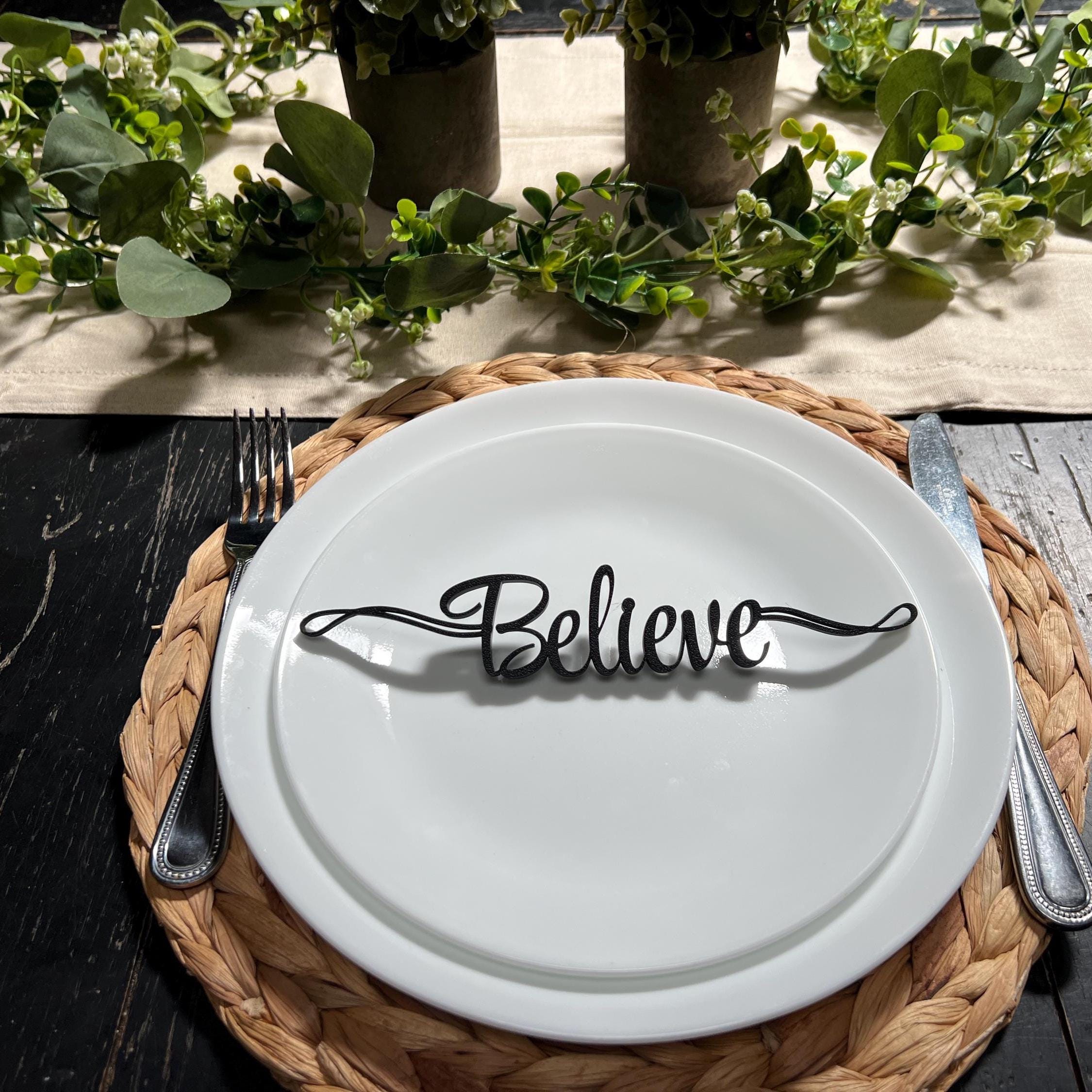 Believe Plate Decor | Believe Table Decor