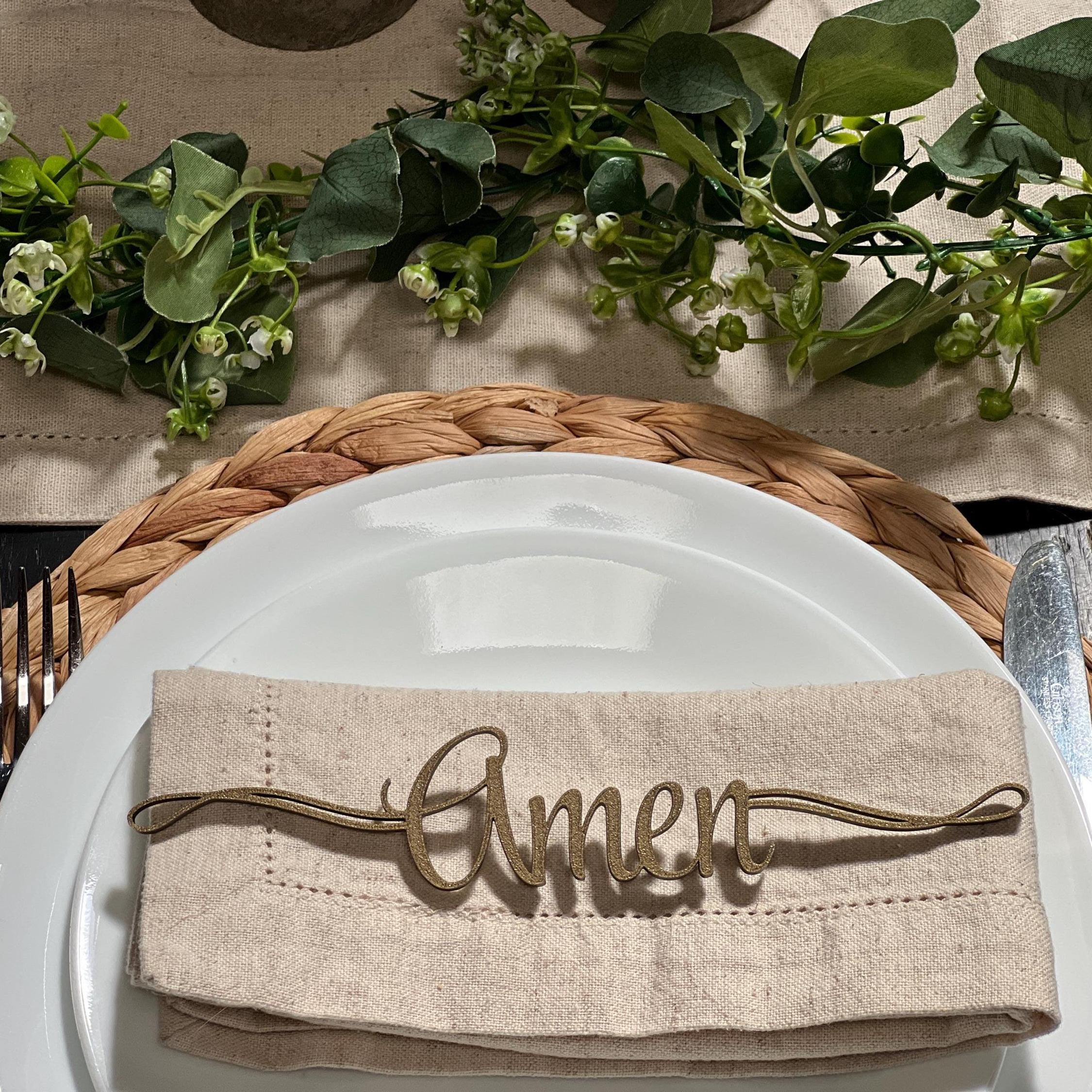 Amen Plate Decor | Christian Table Decor