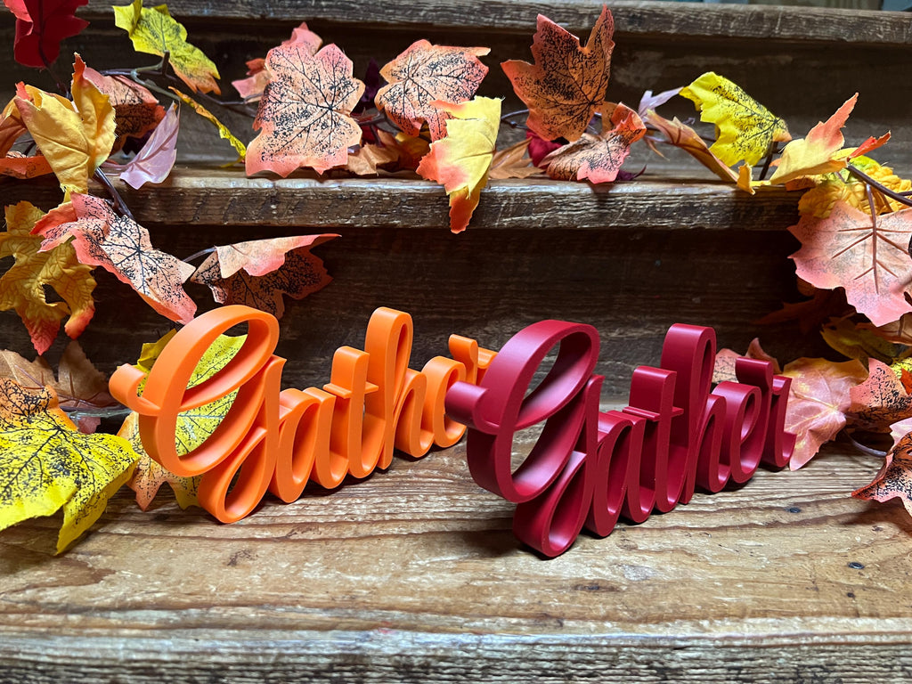 Gather Freestanding Sign Decor | Gather 3D Name Sign | Thanksgiving Decor | Sukkot Decor |