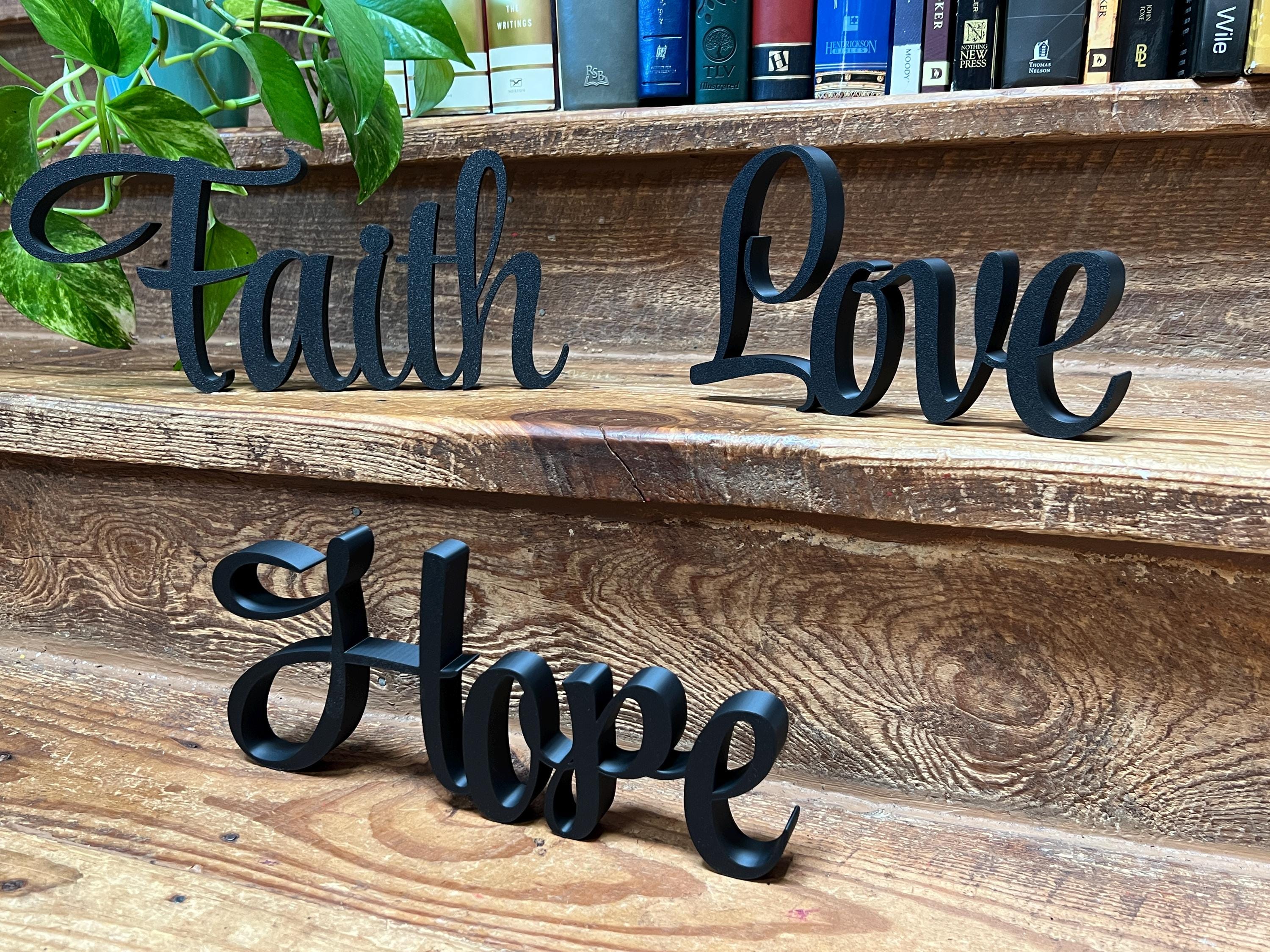 Love Freestanding Sign Decor | Love 3D Name Sign | Scriptural Decoration | Artful Christian Wall Decor