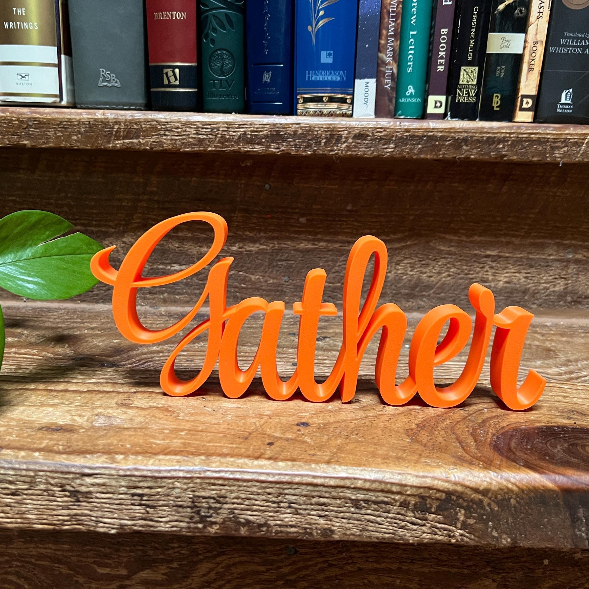 Gather Freestanding Sign Decor | Gather 3D Name Sign | Thanksgiving Decor | Sukkot Decor |