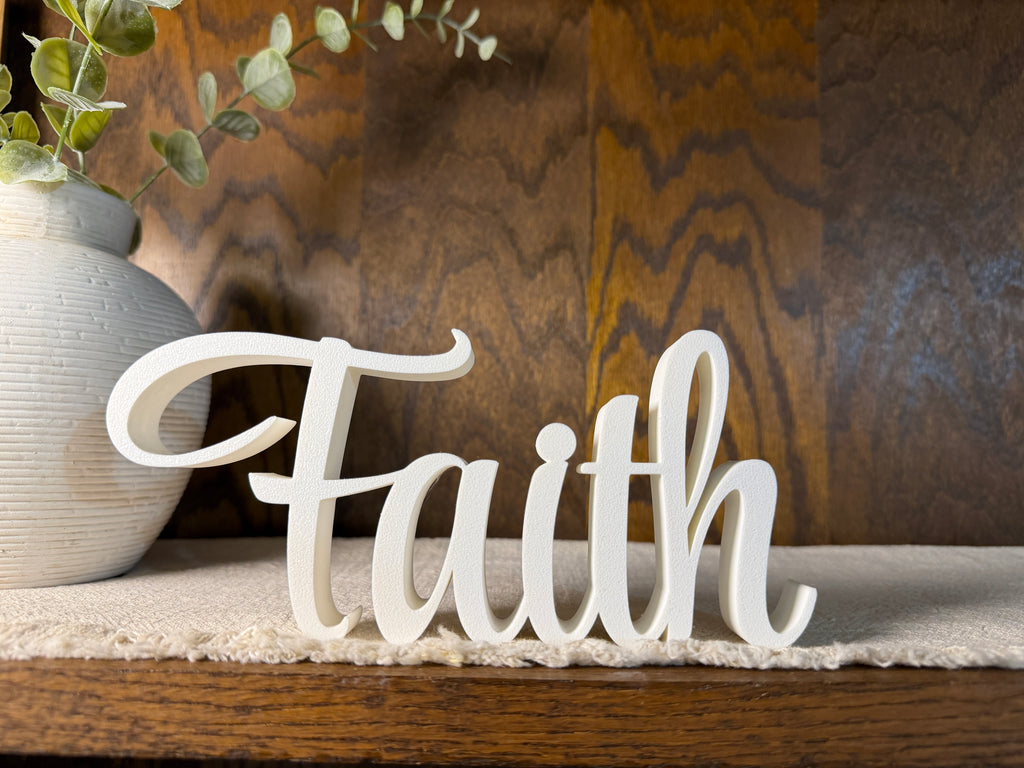 Faith Freestanding Sign Decor | Faith Decorative Sign | Faithful Sign 3D Name Sign | Scriptural decoration | Artful Christian Wall Decor