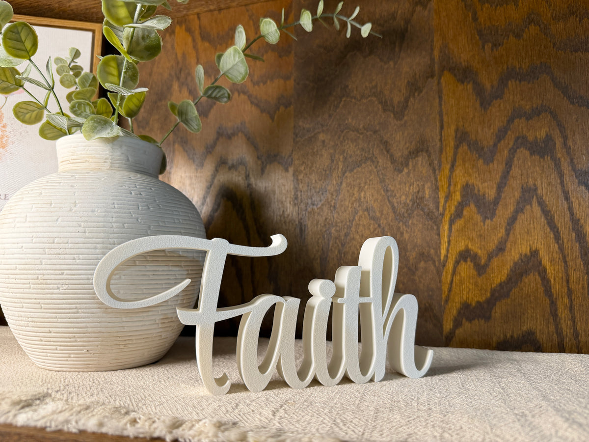 Faith Freestanding Sign Decor | Faith Decorative Sign | Faithful Sign 3D Name Sign | Scriptural decoration | Artful Christian Wall Decor