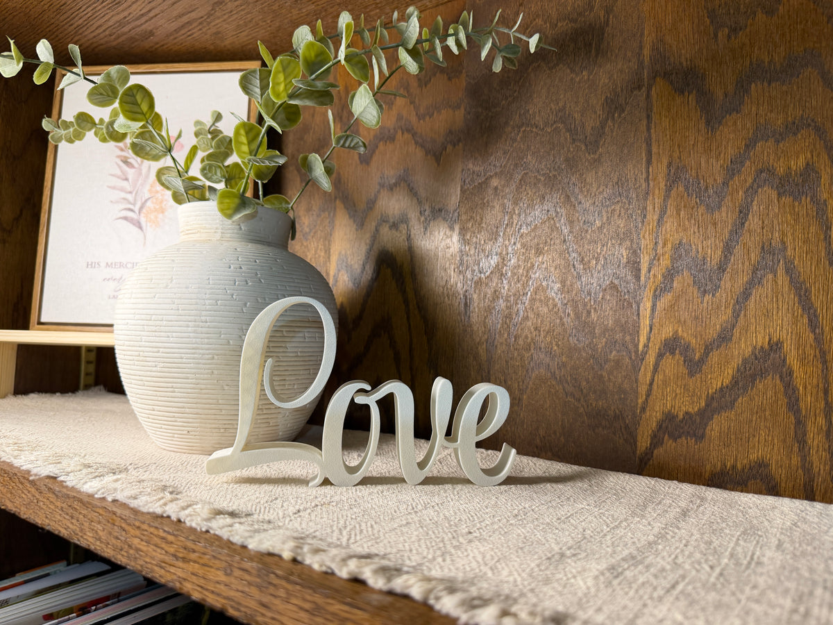 Love Freestanding Sign Decor | Love 3D Name Sign | Scriptural Decoration | Artful Christian Wall Decor