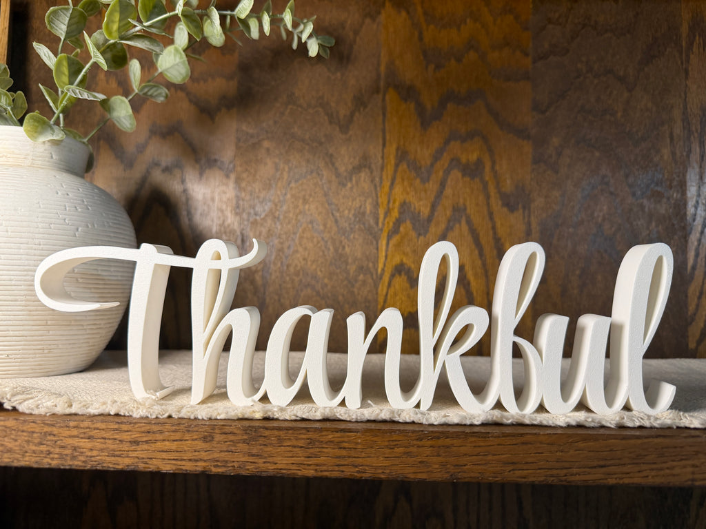 Freestanding Thankful Sign Decor | Thankful 3D Name Sign | Scriptural Decoration | Thanksgiving Decor | Sukkot Decor |