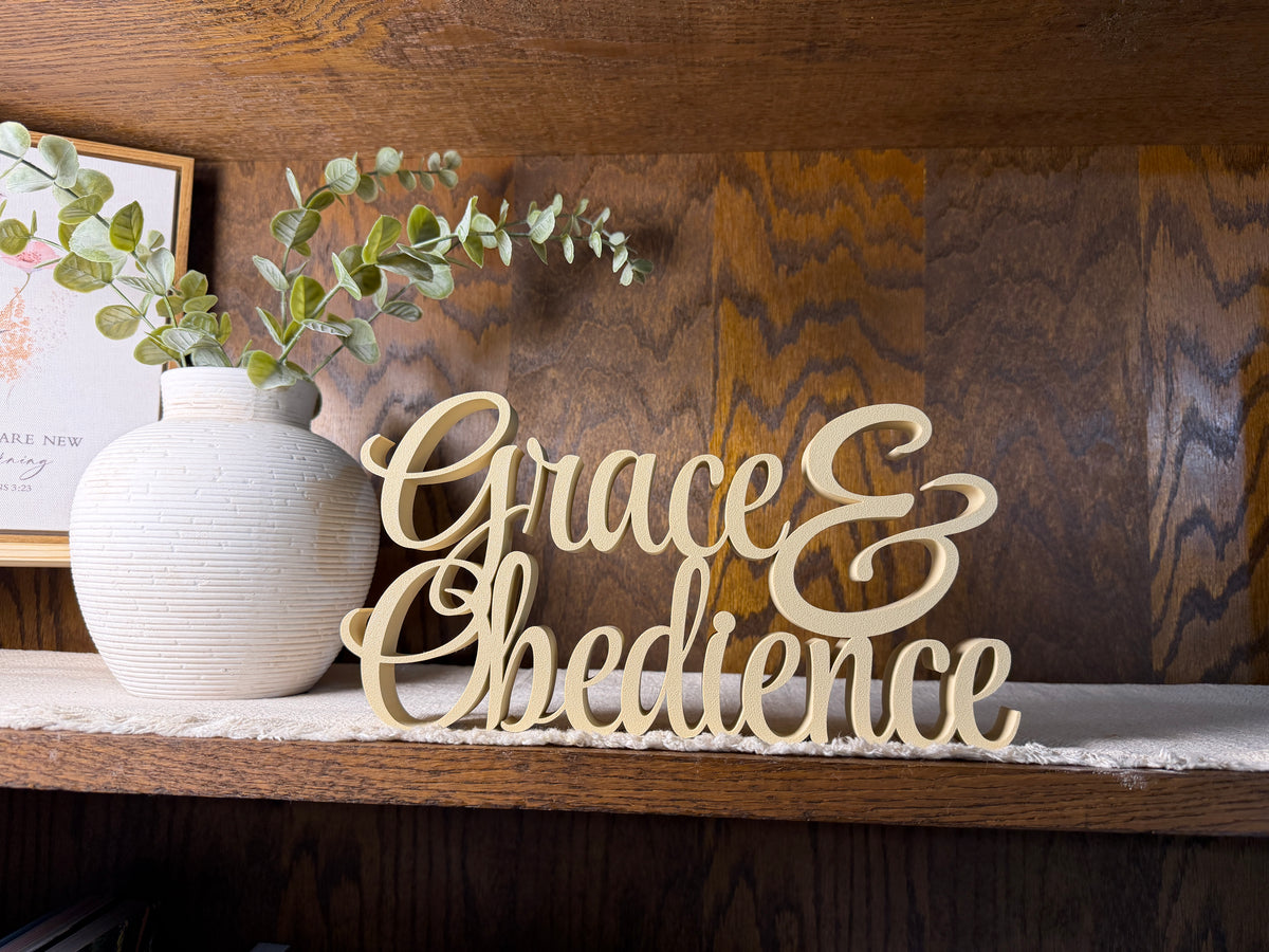 Grace & Obedience Freestanding Sign Decor