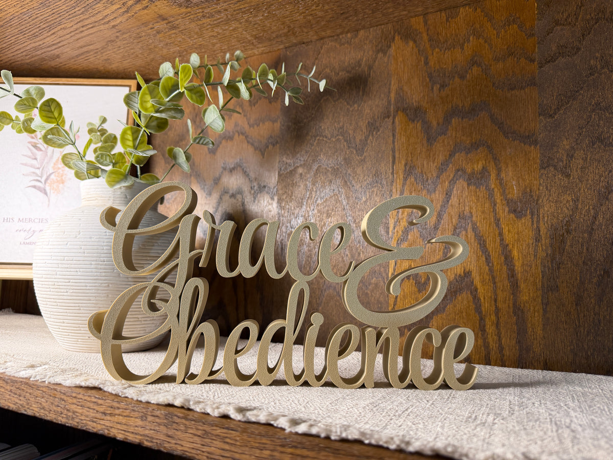 Grace & Obedience Freestanding Sign Decor