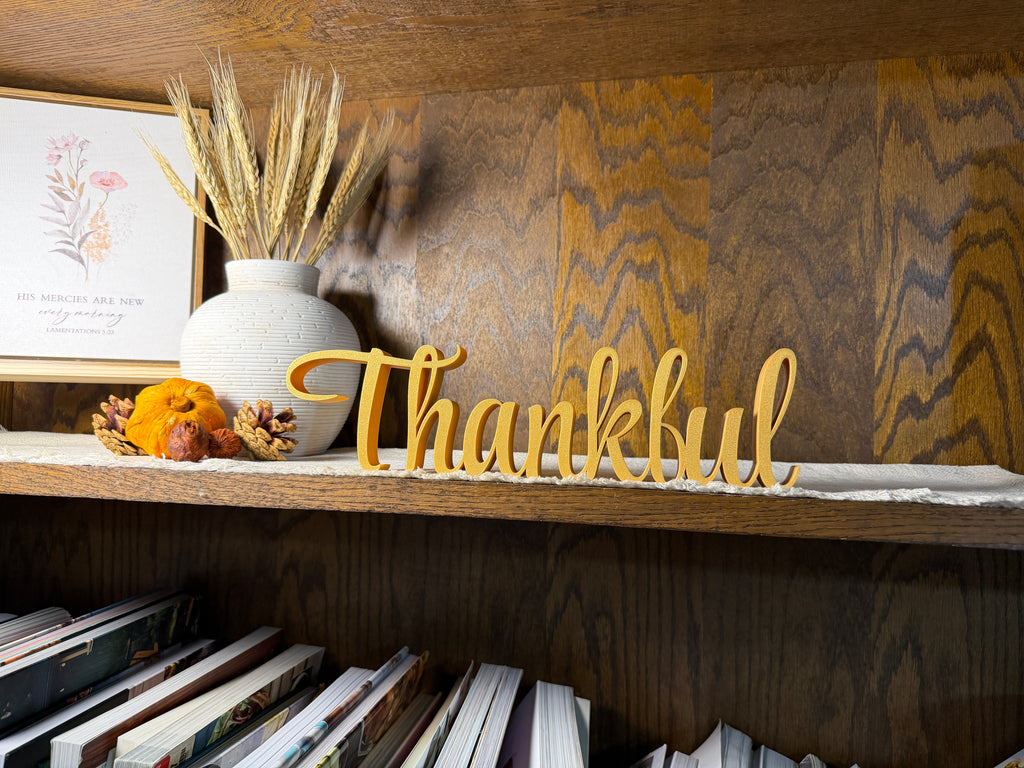Freestanding Thankful Sign Decor | Thankful 3D Name Sign | Scriptural Decoration | Thanksgiving Decor | Sukkot Decor |