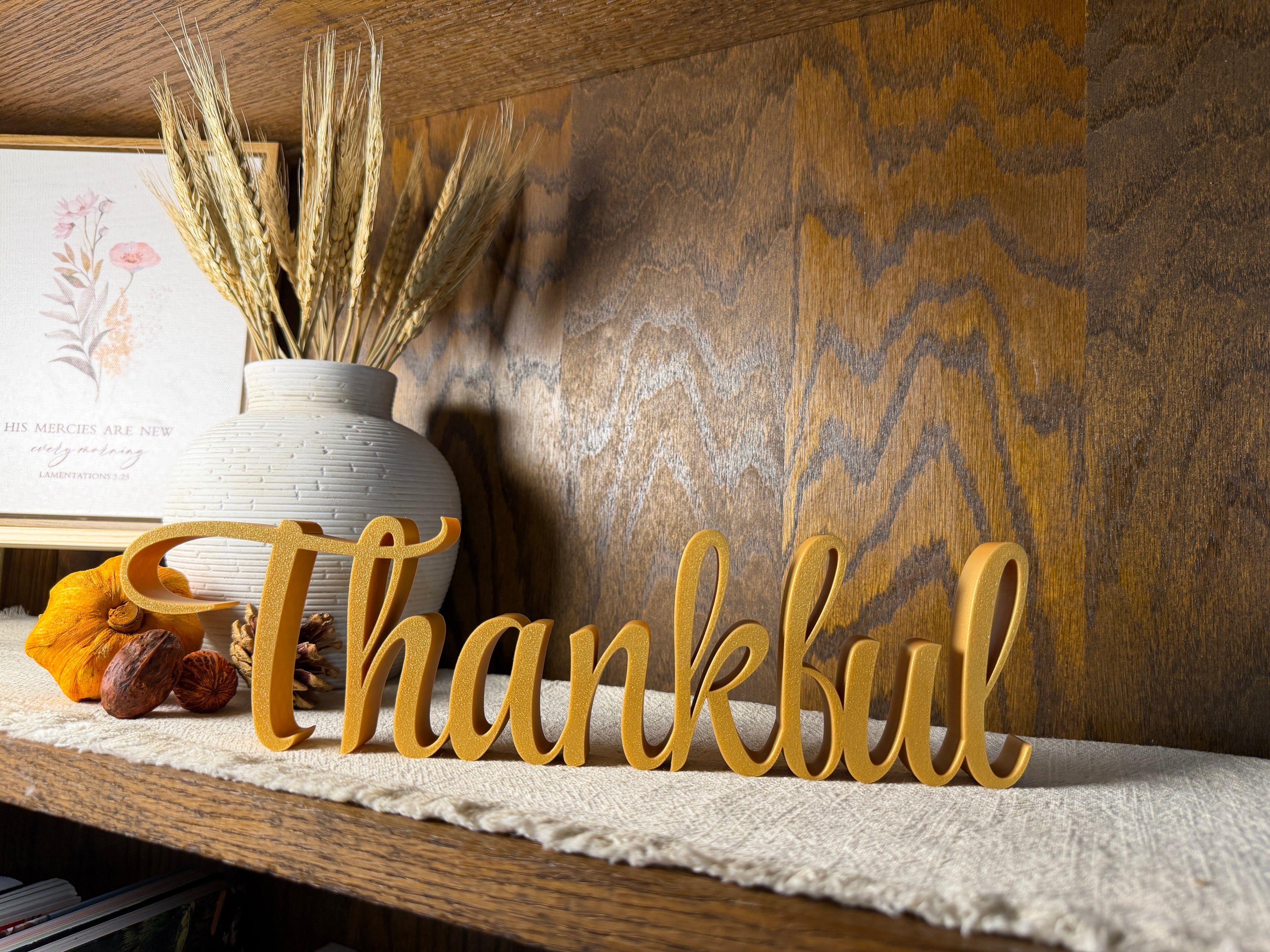 Freestanding Thankful Sign Decor | Thankful 3D Name Sign | Scriptural Decoration | Thanksgiving Decor | Sukkot Decor |