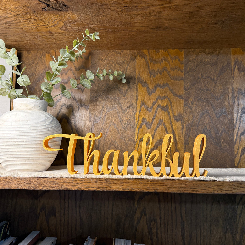 Freestanding Thankful Sign Decor | Thankful 3D Name Sign | Scriptural Decoration | Thanksgiving Decor | Sukkot Decor |