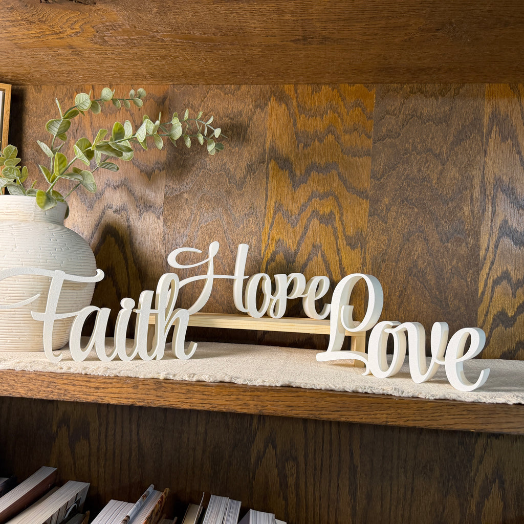 Love Freestanding Sign Decor | Love 3D Name Sign | Scriptural Decoration | Artful Christian Wall Decor