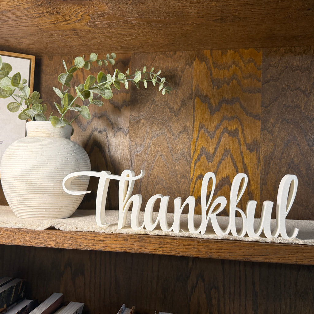 Freestanding Thankful Sign Decor | Thankful 3D Name Sign | Scriptural Decoration | Thanksgiving Decor | Sukkot Decor |