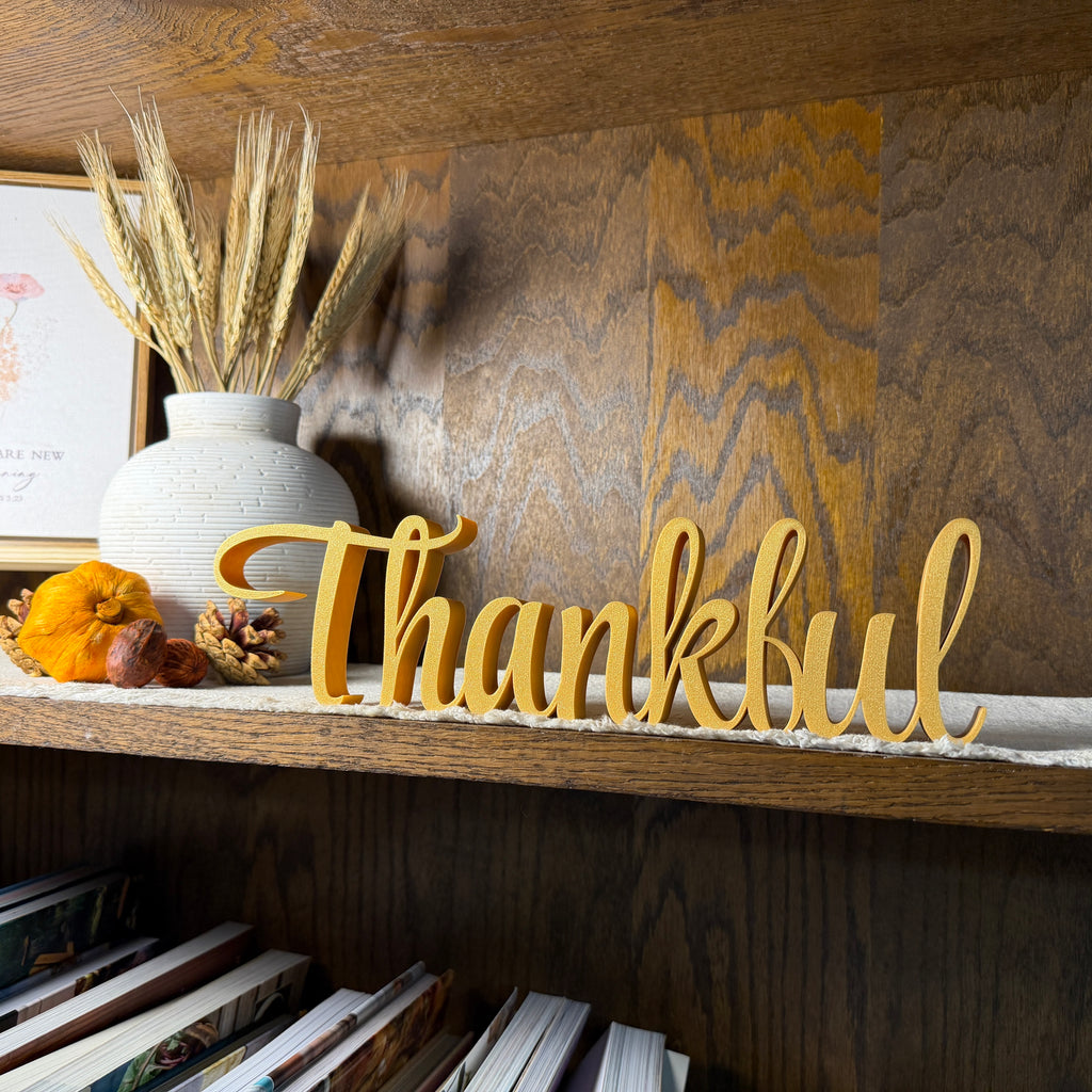 Freestanding Thankful Sign Decor | Thankful 3D Name Sign | Scriptural Decoration | Thanksgiving Decor | Sukkot Decor |