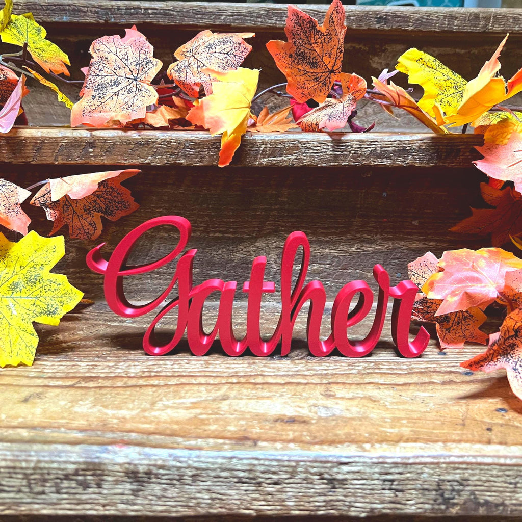 Gather Freestanding Sign Decor | Gather 3D Name Sign | Thanksgiving Decor | Sukkot Decor |