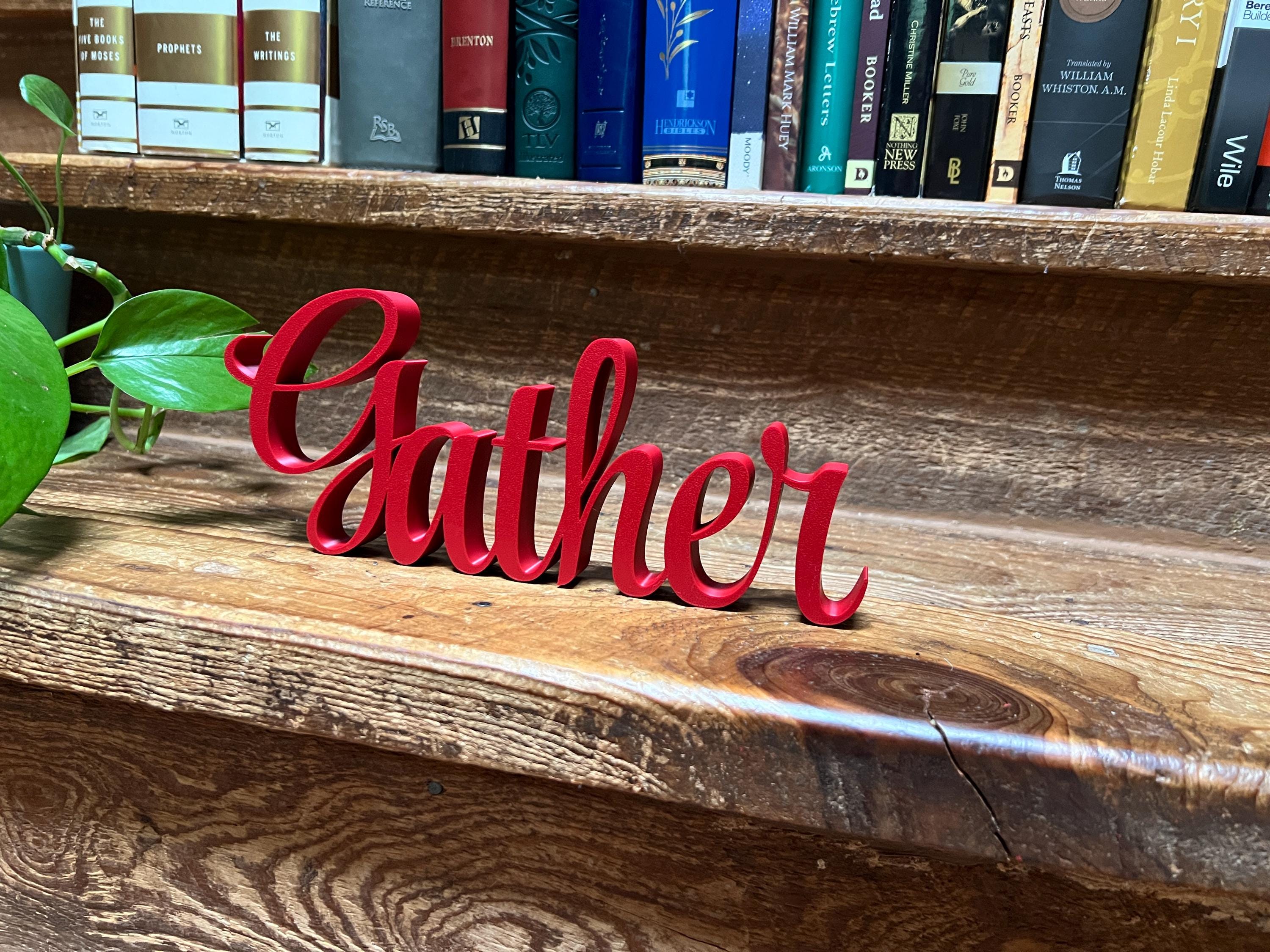 Gather Freestanding Sign Decor | Gather 3D Name Sign | Thanksgiving Decor | Sukkot Decor |
