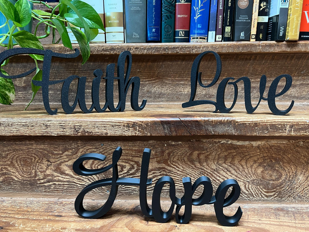 Love Freestanding Sign Decor | Love 3D Name Sign | Scriptural Decoration | Artful Christian Wall Decor