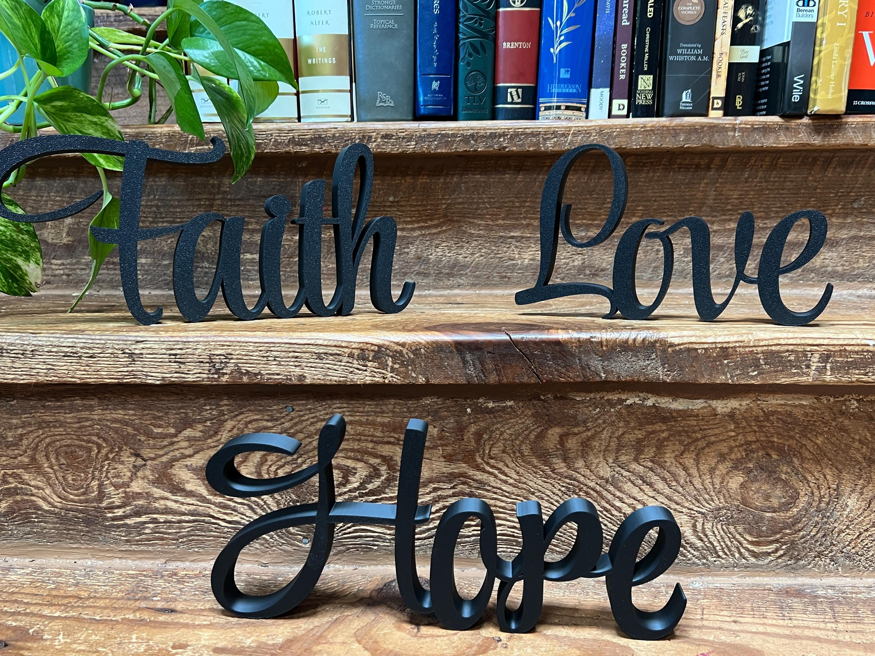 Love Freestanding Sign Decor | Love 3D Name Sign | Scriptural Decoration | Artful Christian Wall Decor