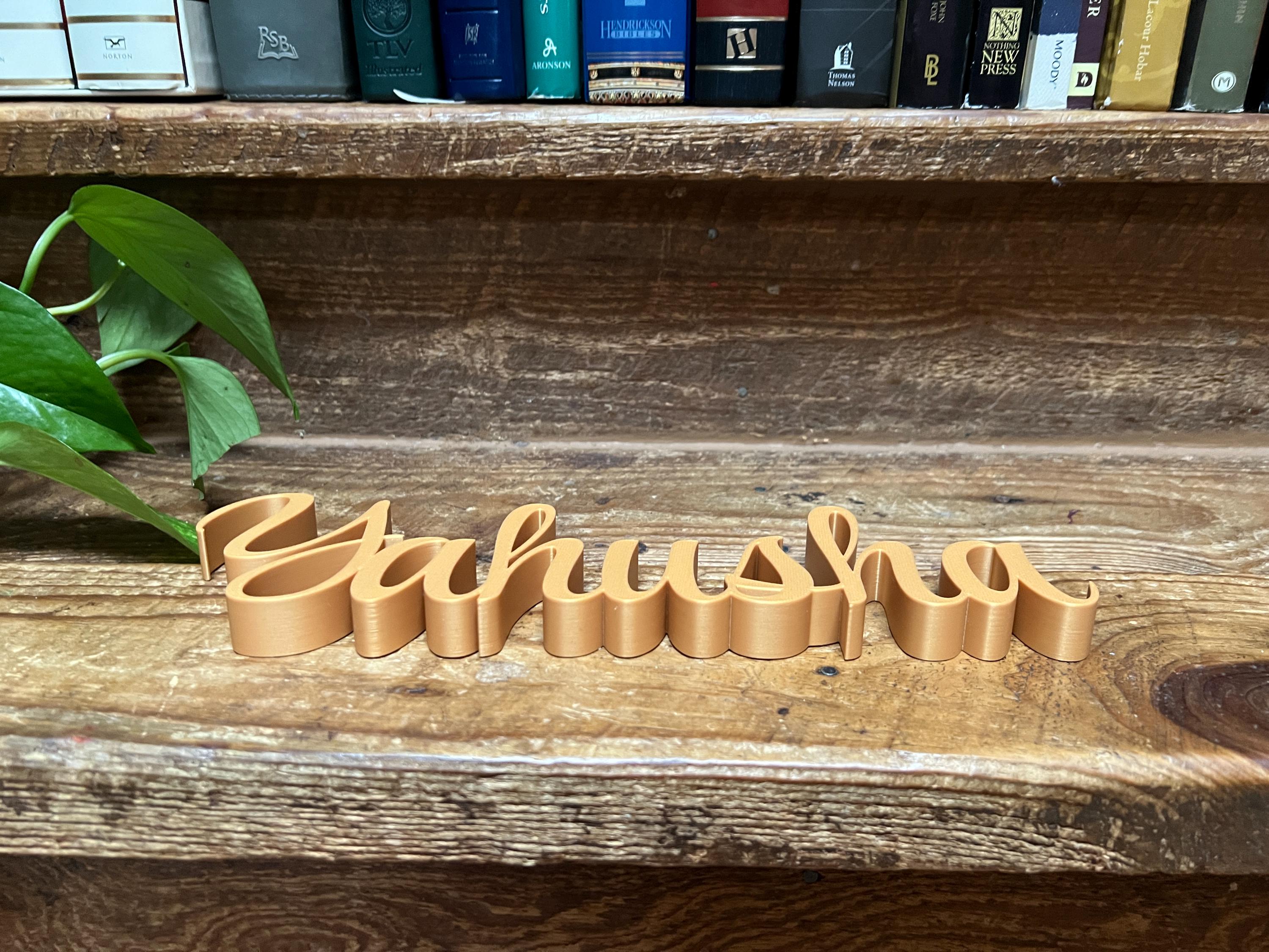 Yahusha Freestanding Sign Decor | 3D Name | Scriptural Decoration | Artful Christian | Torah | Set Apart Home