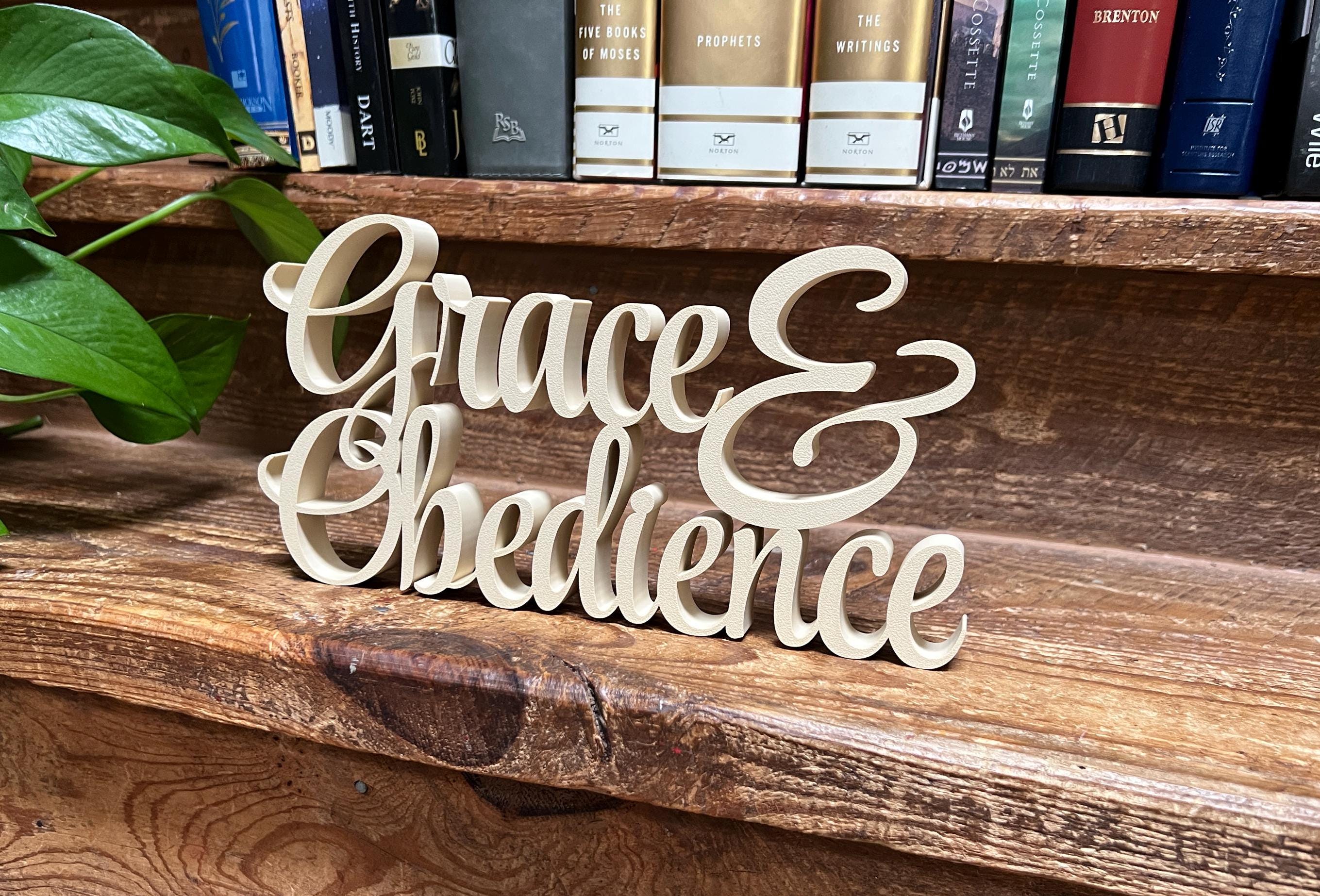 Grace & Obedience Freestanding Sign Decor