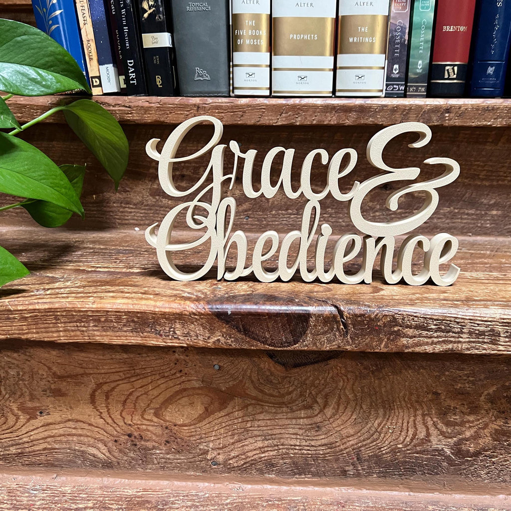 Grace & Obedience Freestanding Sign Decor