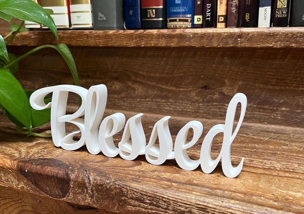 Blessed Freestanding Sign Decor | 3D Name | Christianity Wall Art | Scriptural Decoration | Artful Christian Wall | Set Apart Home