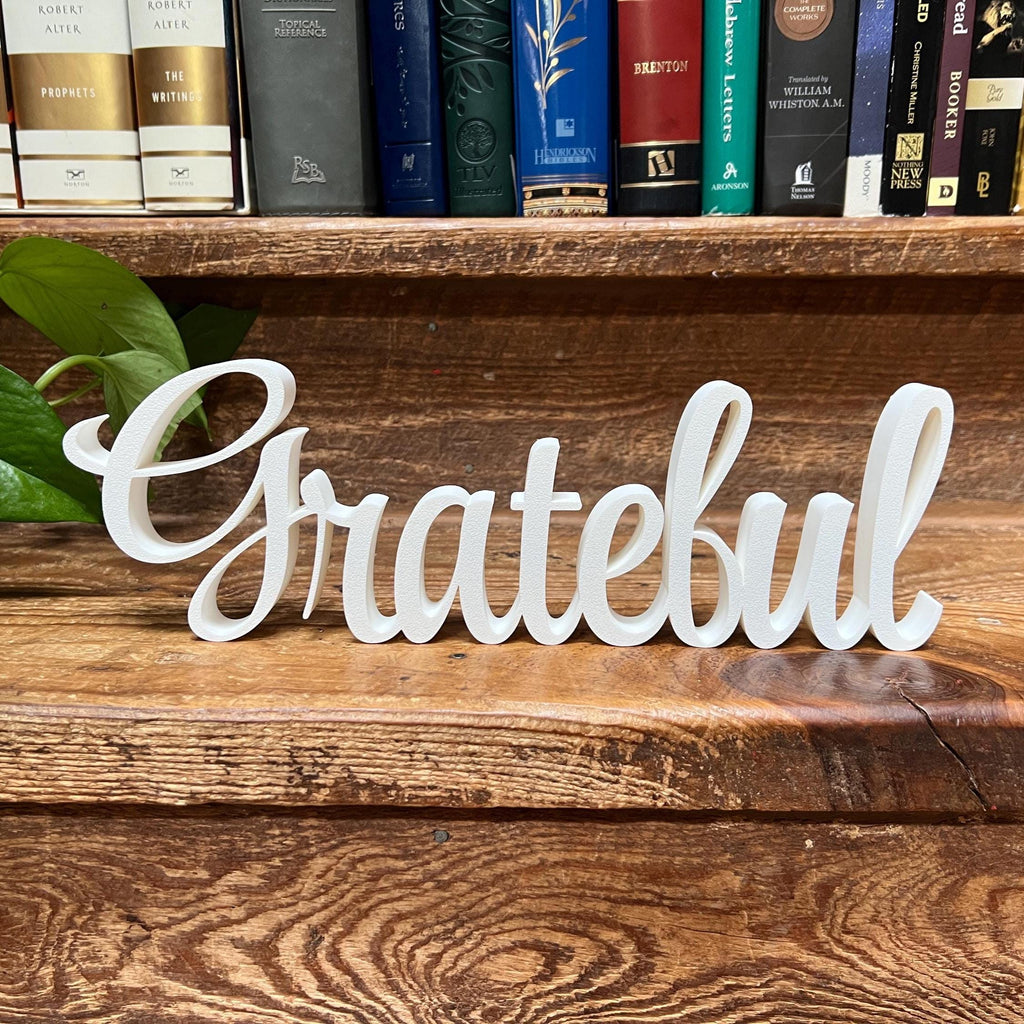 Freestanding Grateful Sign Decor | Grateful 3D Name Sign | Scriptural Decoration | Thanksgiving Decor | Sukkot Decor |