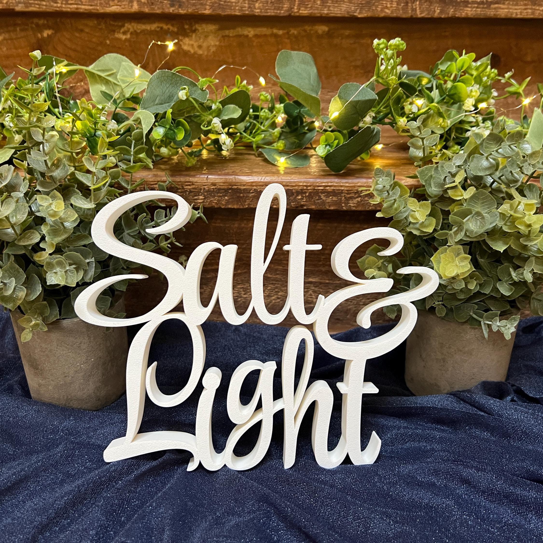Salt and Light Freestanding Sign Decor | Salt and Light 3D Name Sign | Scriptural Decoration | Artful Christian Wall Decor