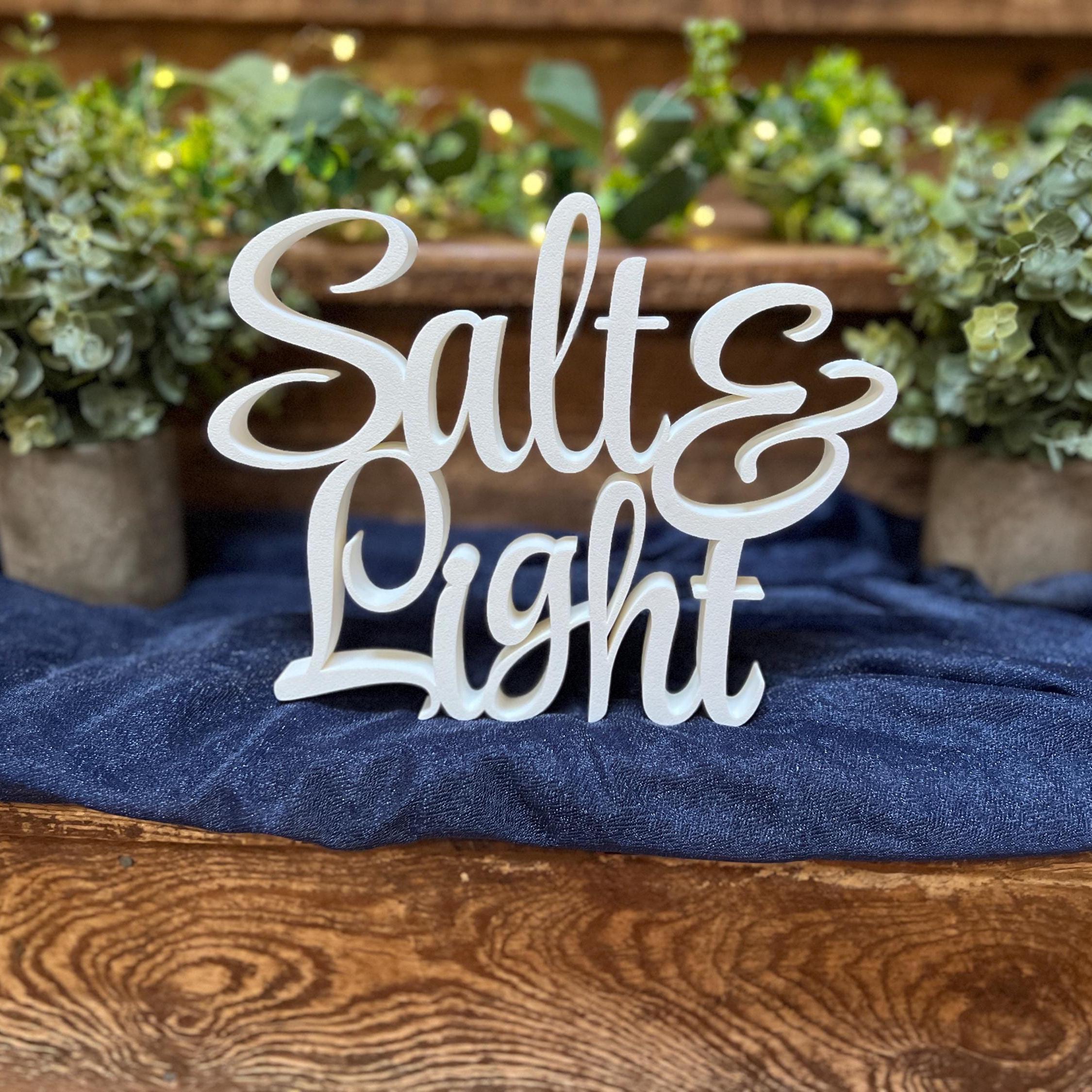 Salt and Light Freestanding Sign Decor | Salt and Light 3D Name Sign | Scriptural Decoration | Artful Christian Wall Decor