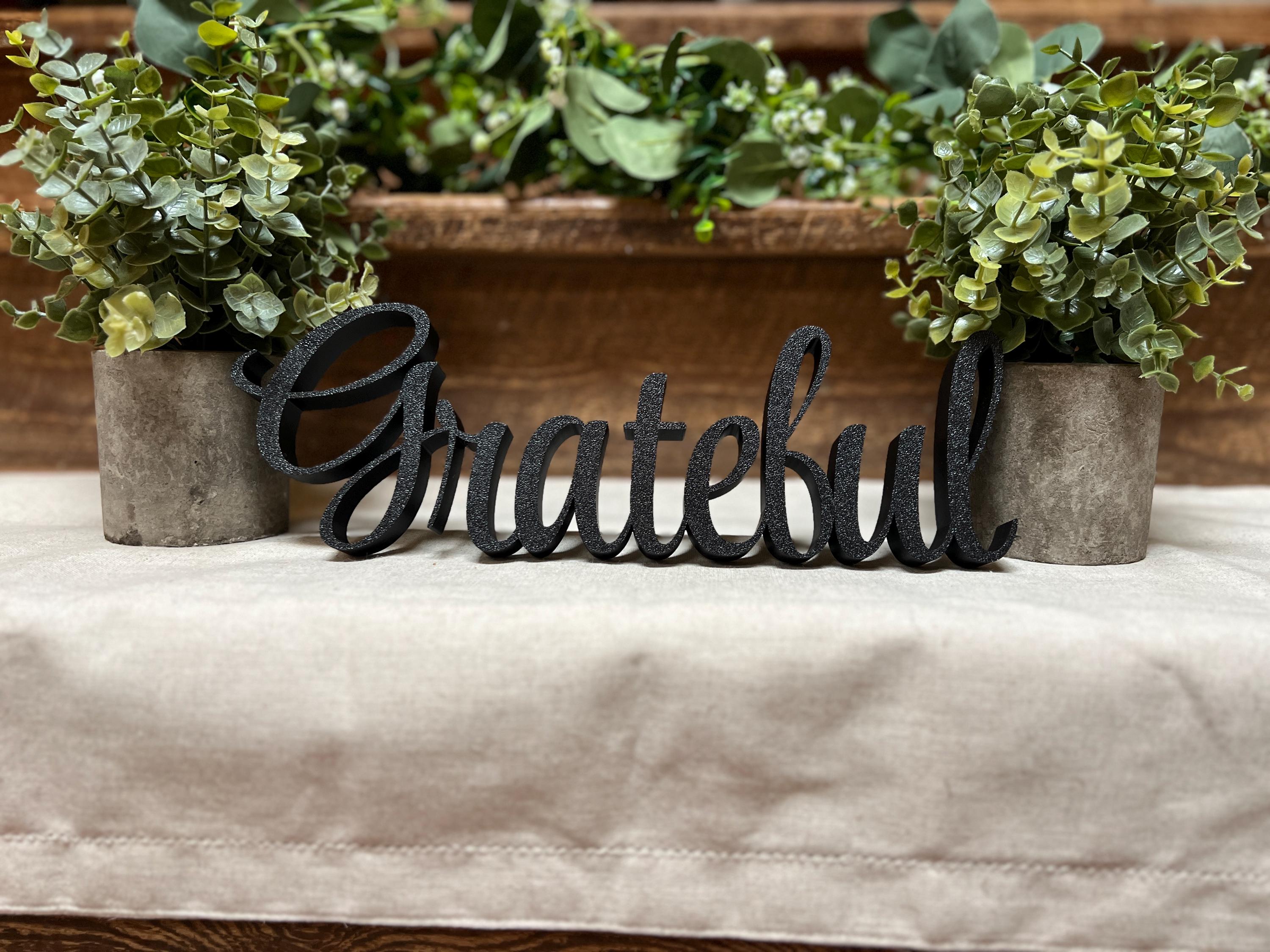 Freestanding Grateful Sign Decor | Grateful 3D Name Sign | Scriptural Decoration | Thanksgiving Decor | Sukkot Decor |