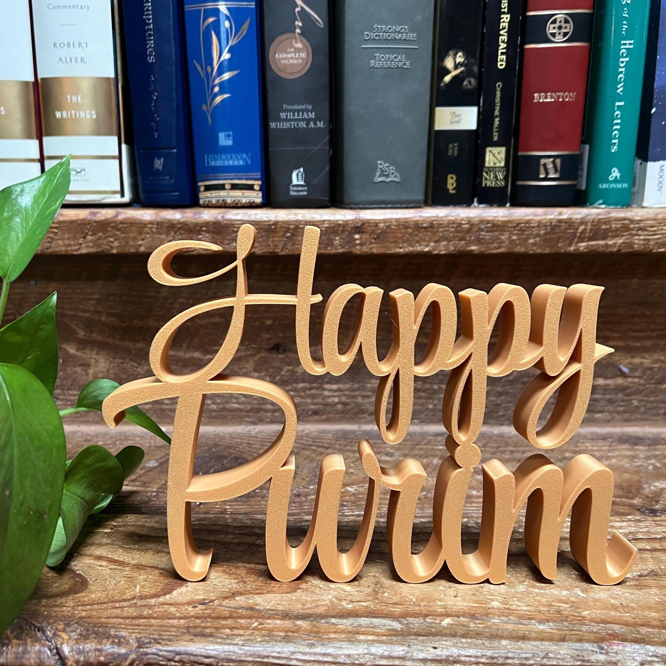 Happy Purim Freestanding Sign Decor | Purim 3D Name Sign | Table Bookshelf Decor | Jewish Home Decore