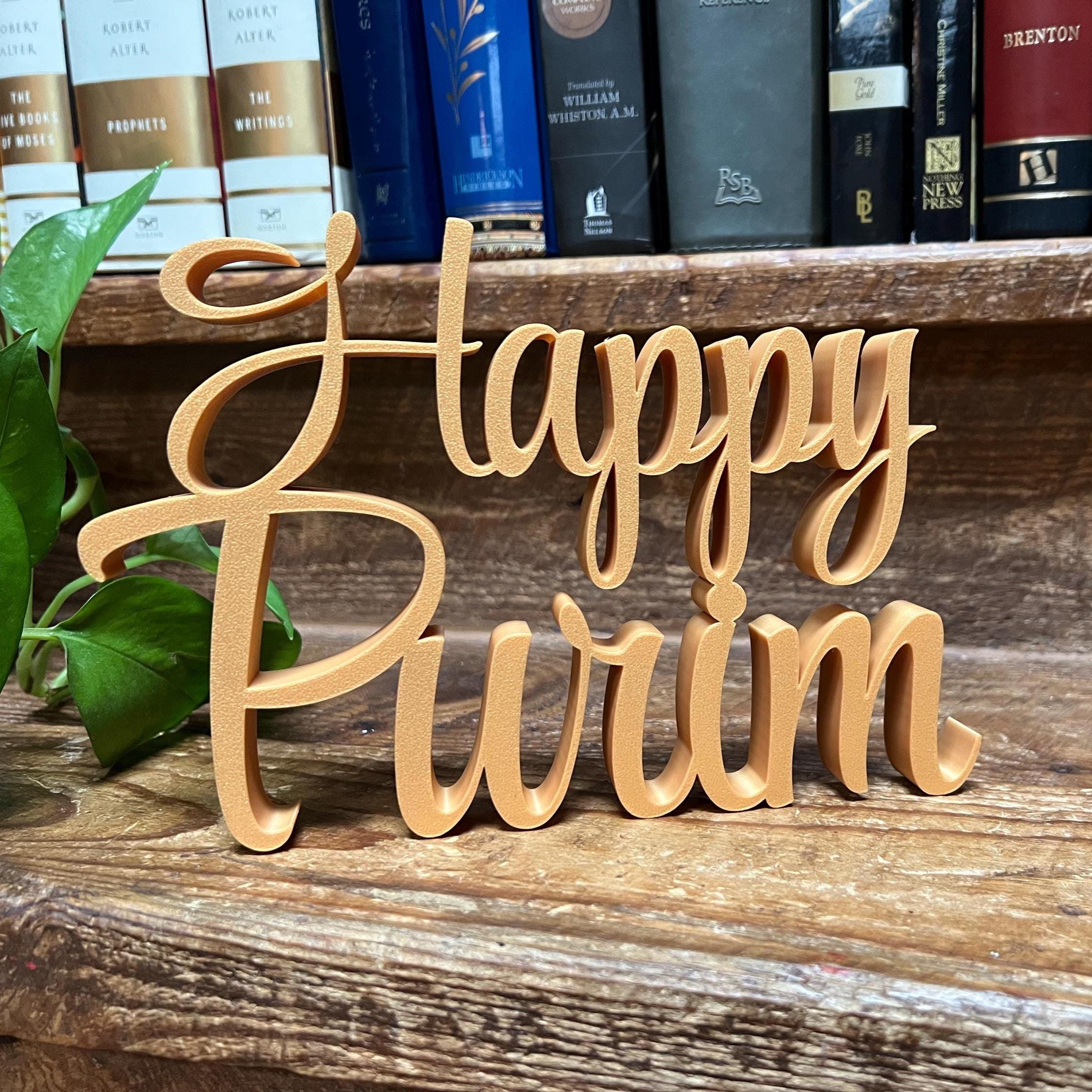 Happy Purim Freestanding Sign Decor | Purim 3D Name Sign | Table Bookshelf Decor | Jewish Home Decore