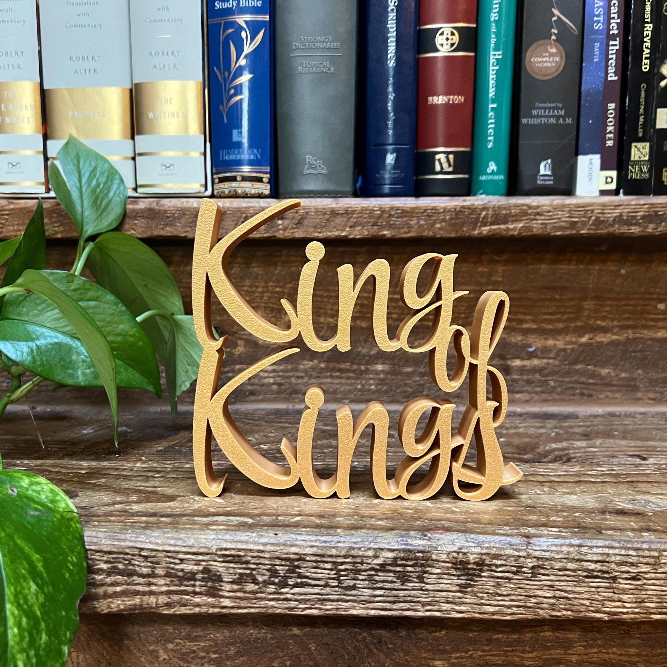 King of Kings Freestanding Sign Decor | King of Kings 3D Name Sign | Scriptural Decoration | Artful Christian Wall Decor