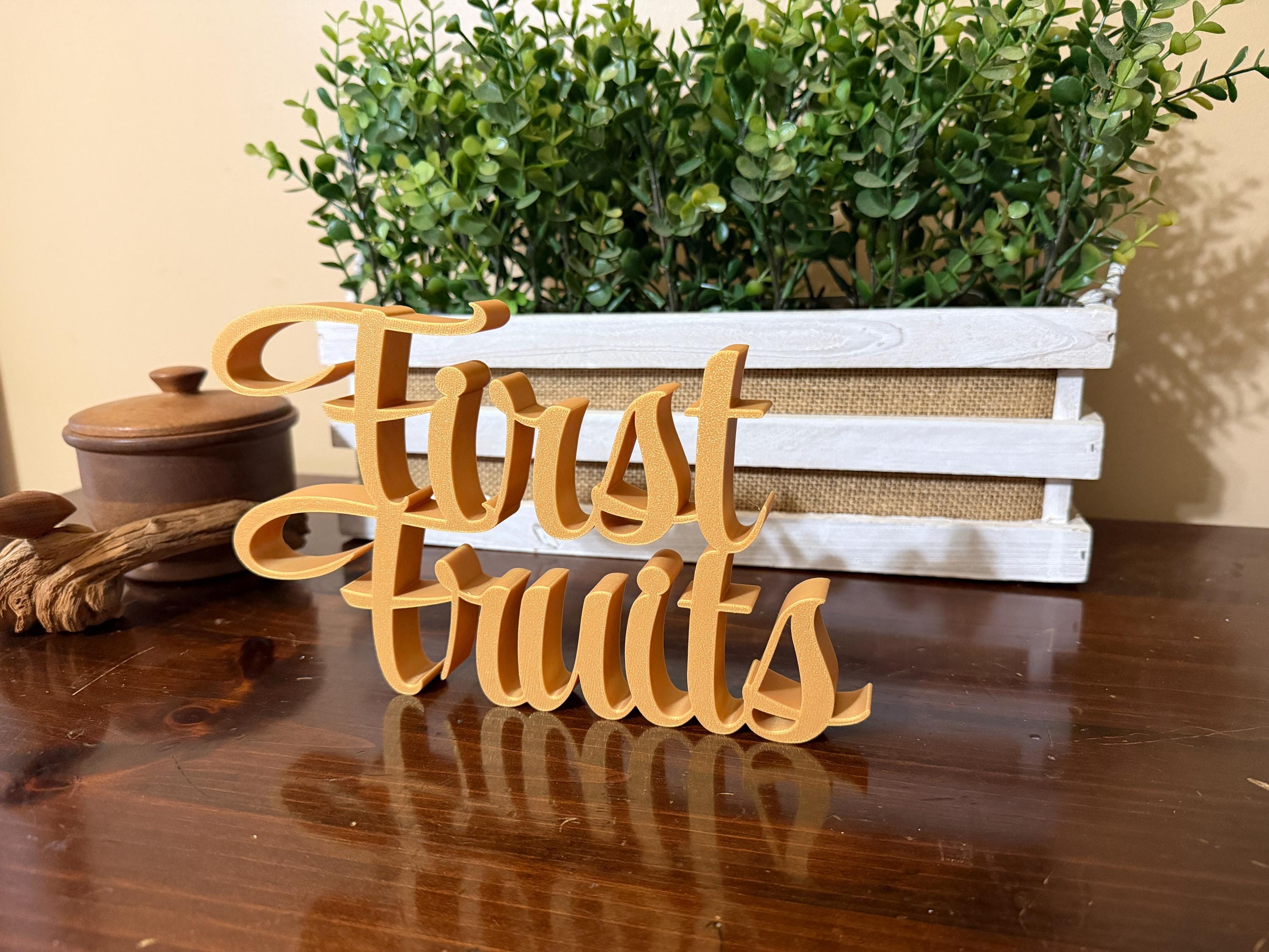 First Fruits Freestanding Decor | Feast Days Table Mantle Bookshelf | 3D Sign | Scriptural Decoration | Set Apart Home