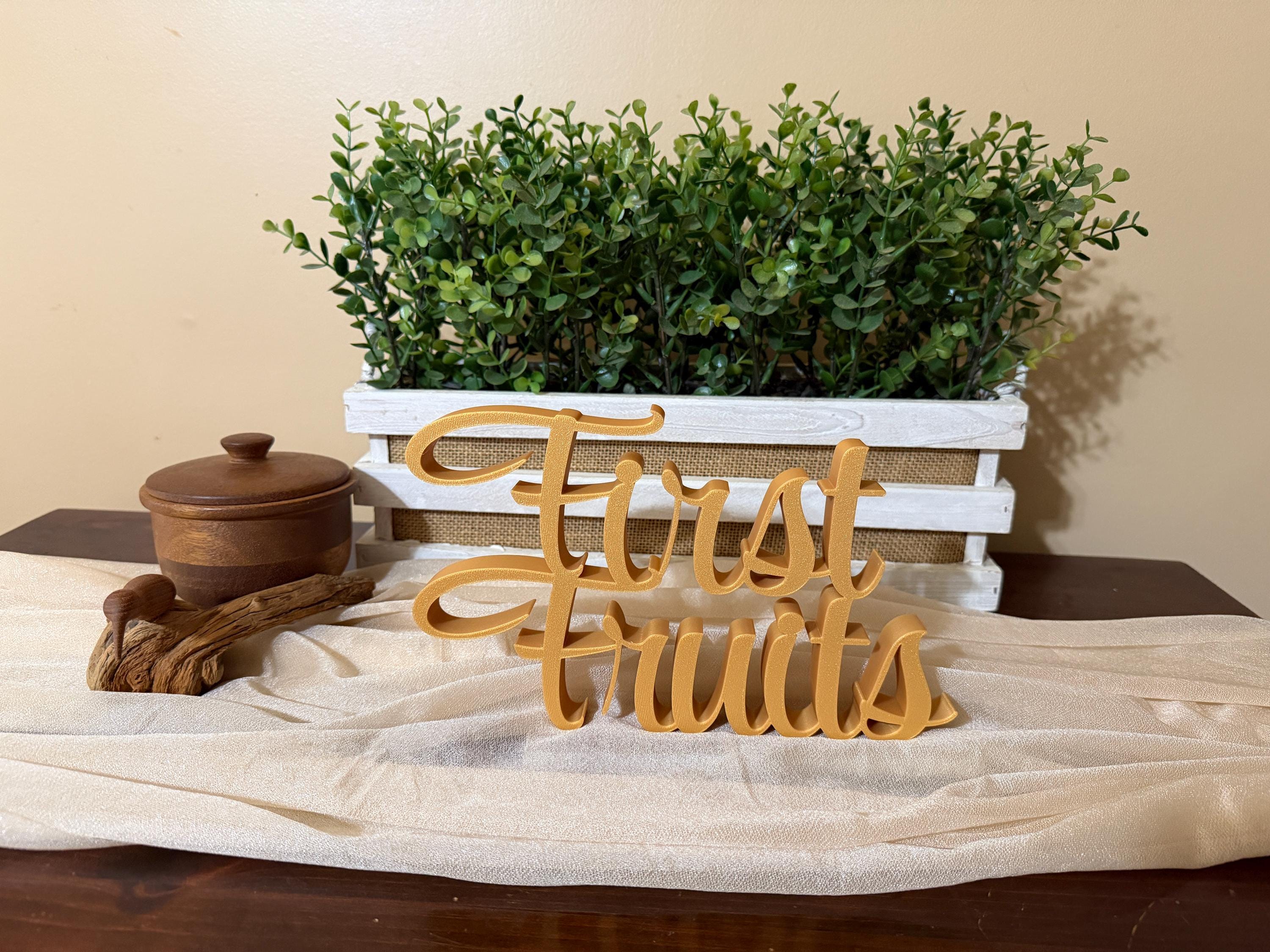 First Fruits Freestanding Decor | Feast Days Table Mantle Bookshelf | 3D Sign | Scriptural Decoration | Set Apart Home