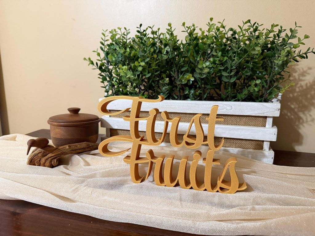 First Fruits Freestanding Decor | Feast Days Table Mantle Bookshelf | 3D Sign | Scriptural Decoration | Set Apart Home