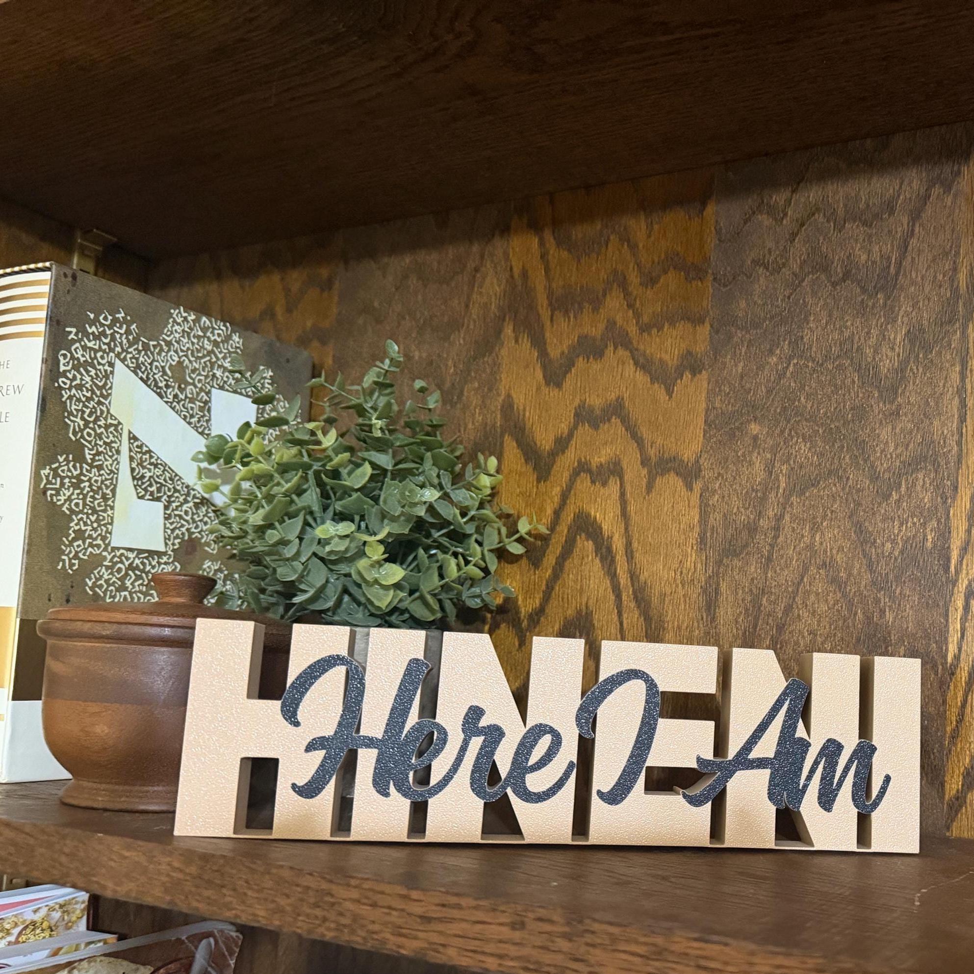Hineni Here I Am Freestanding Sign Decor | Hineni 3D Name Sign Decor | Jewish Home Decore |