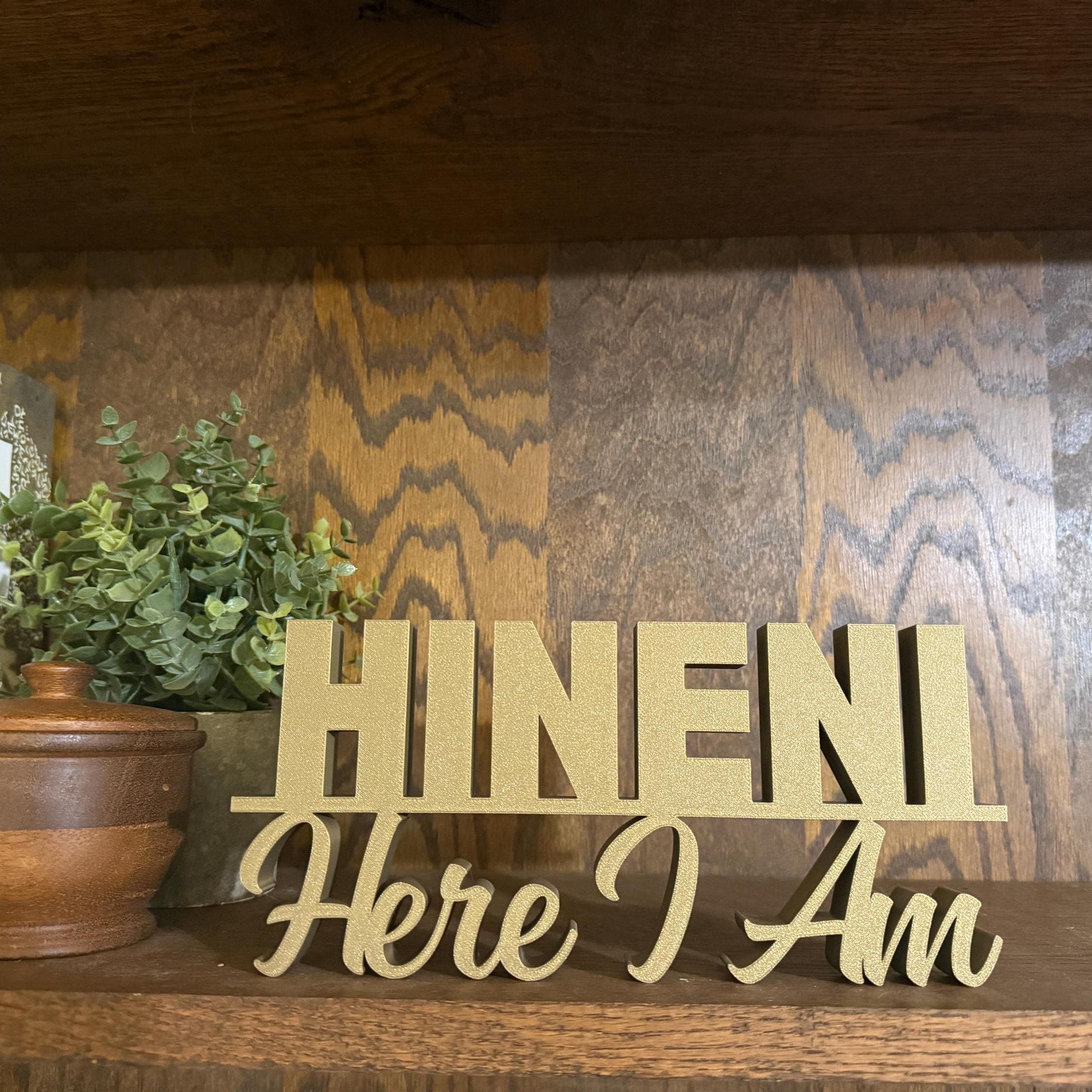 Hineni Here I Am Freestanding Sign Decor | Hineni 3D Name Sign Decor | Jewish Home Decore |