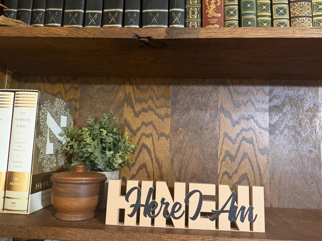 Hineni Here I Am Freestanding Sign Decor | Hineni 3D Name Sign Decor | Jewish Home Decore |